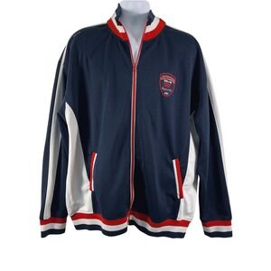 VTG Y2K Akademiks Mens Track Jacket Hip Hop Zip Embroidered Logo Size 2XL